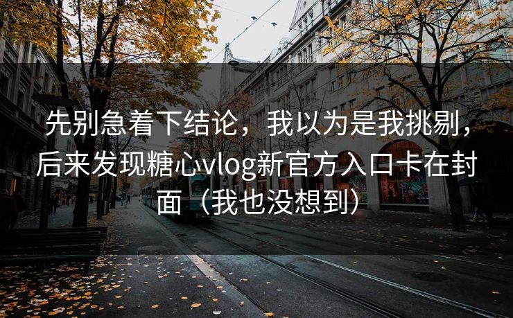 先别急着下结论，我以为是我挑剔，后来发现糖心vlog新官方入口卡在封面（我也没想到）