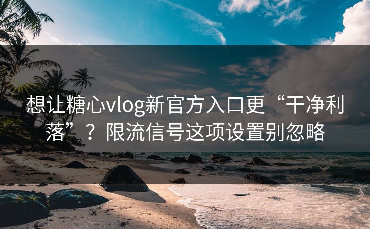 想让糖心vlog新官方入口更“干净利落”？限流信号这项设置别忽略