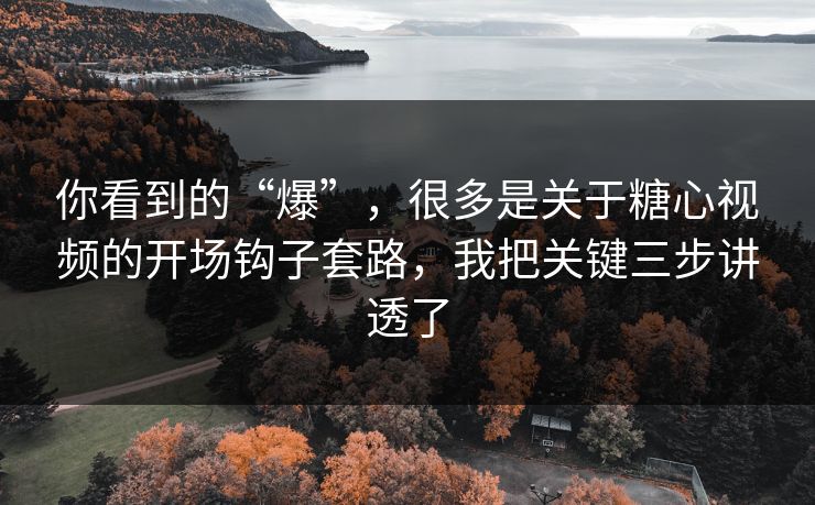 你看到的“爆”，很多是关于糖心视频的开场钩子套路，我把关键三步讲透了