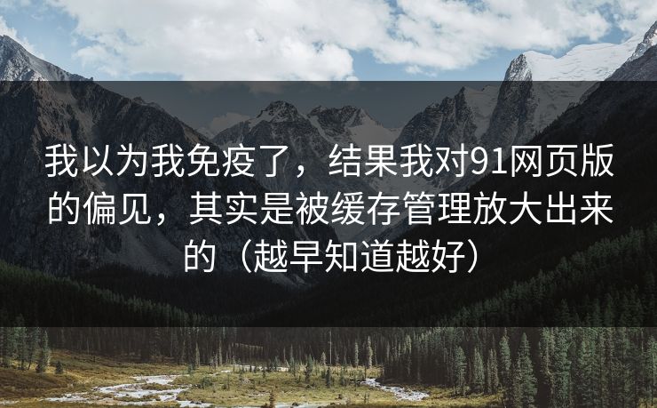 我以为我免疫了，结果我对91网页版的偏见，其实是被缓存管理放大出来的（越早知道越好）