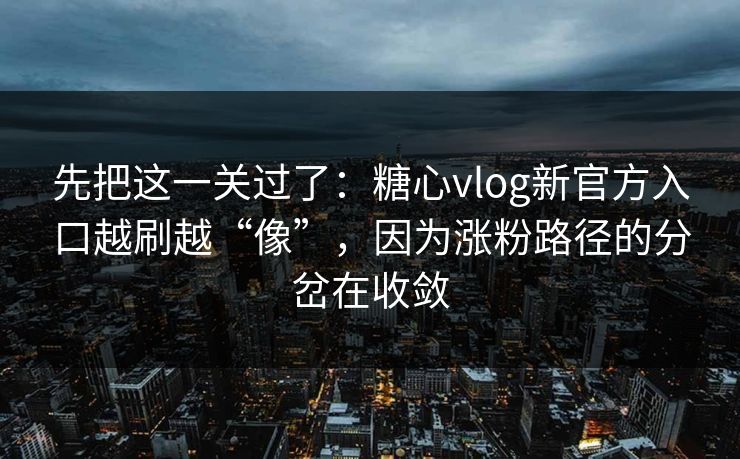 先把这一关过了：糖心vlog新官方入口越刷越“像”，因为涨粉路径的分岔在收敛