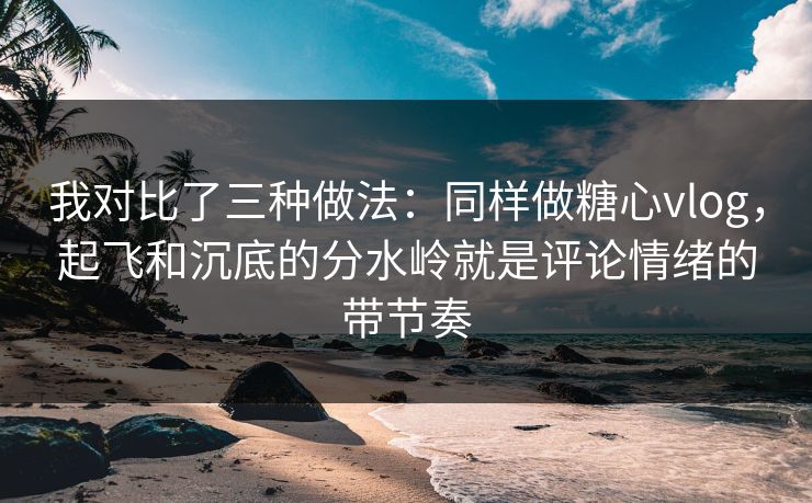 我对比了三种做法：同样做糖心vlog，起飞和沉底的分水岭就是评论情绪的带节奏
