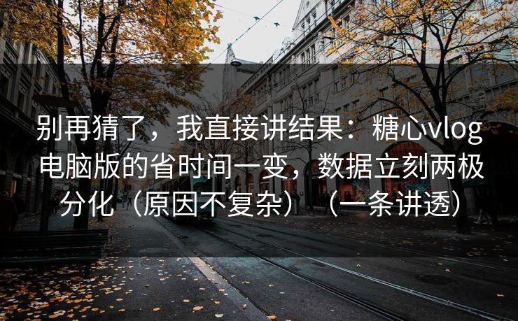 别再猜了，我直接讲结果：糖心vlog电脑版的省时间一变，数据立刻两极分化（原因不复杂）（一条讲透）