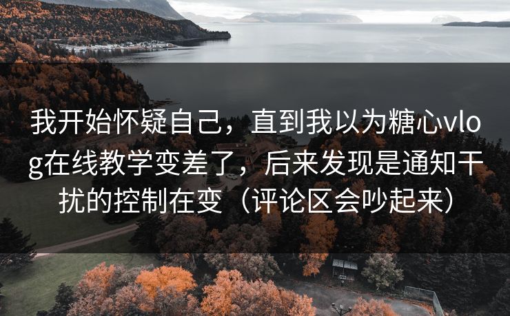 我开始怀疑自己，直到我以为糖心vlog在线教学变差了，后来发现是通知干扰的控制在变（评论区会吵起来）