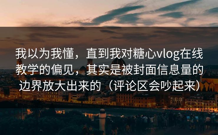 我以为我懂，直到我对糖心vlog在线教学的偏见，其实是被封面信息量的边界放大出来的（评论区会吵起来）