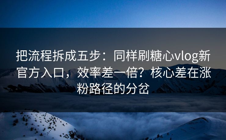 把流程拆成五步：同样刷糖心vlog新官方入口，效率差一倍？核心差在涨粉路径的分岔