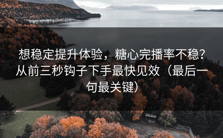 想稳定提升体验，糖心完播率不稳？从前三秒钩子下手最快见效（最后一句最关键）