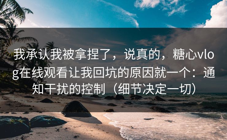 我承认我被拿捏了，说真的，糖心vlog在线观看让我回坑的原因就一个：通知干扰的控制（细节决定一切）
