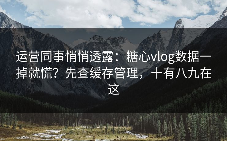 运营同事悄悄透露：糖心vlog数据一掉就慌？先查缓存管理，十有八九在这