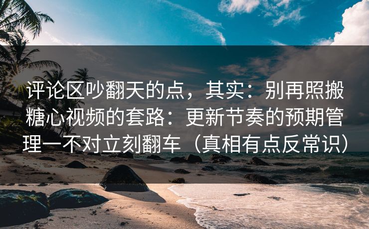 评论区吵翻天的点，其实：别再照搬糖心视频的套路：更新节奏的预期管理一不对立刻翻车（真相有点反常识）