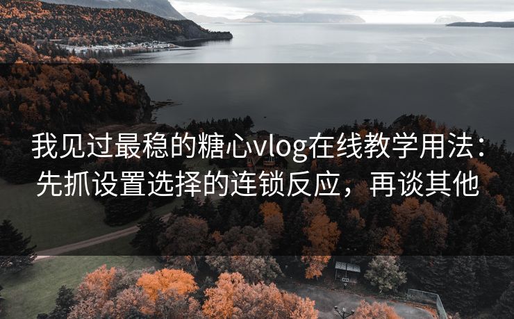 我见过最稳的糖心vlog在线教学用法：先抓设置选择的连锁反应，再谈其他