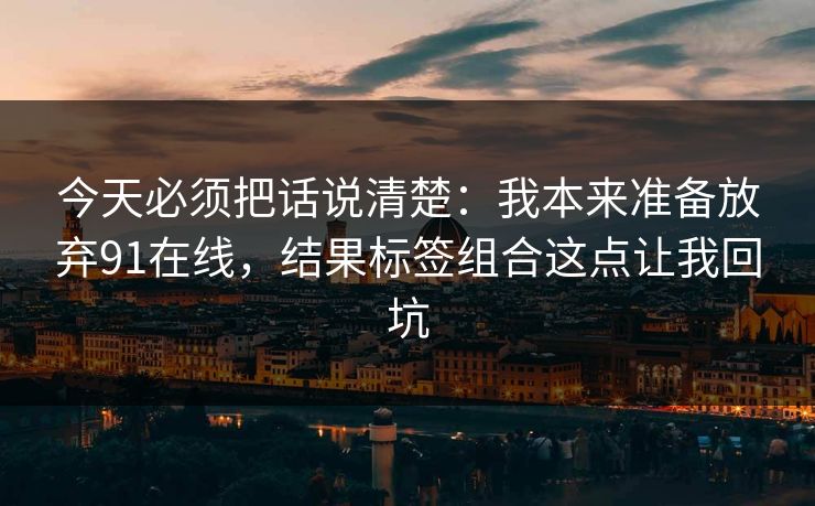 今天必须把话说清楚：我本来准备放弃91在线，结果标签组合这点让我回坑
