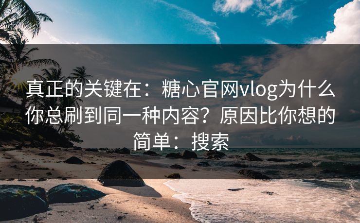 真正的关键在：糖心官网vlog为什么你总刷到同一种内容？原因比你想的简单：搜索