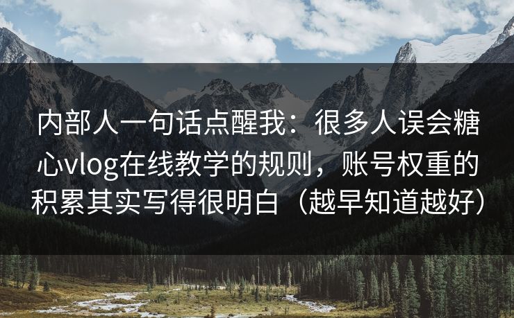 内部人一句话点醒我：很多人误会糖心vlog在线教学的规则，账号权重的积累其实写得很明白（越早知道越好）