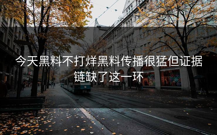 今天黑料不打烊黑料传播很猛但证据链缺了这一环 今天黑料不打烊黑料传播很猛但证据链缺了这一环